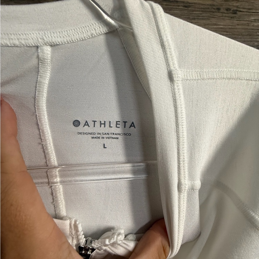 Athleta White Fitted Half Zip Long Sleeve Tee - Picture 4 of 5
